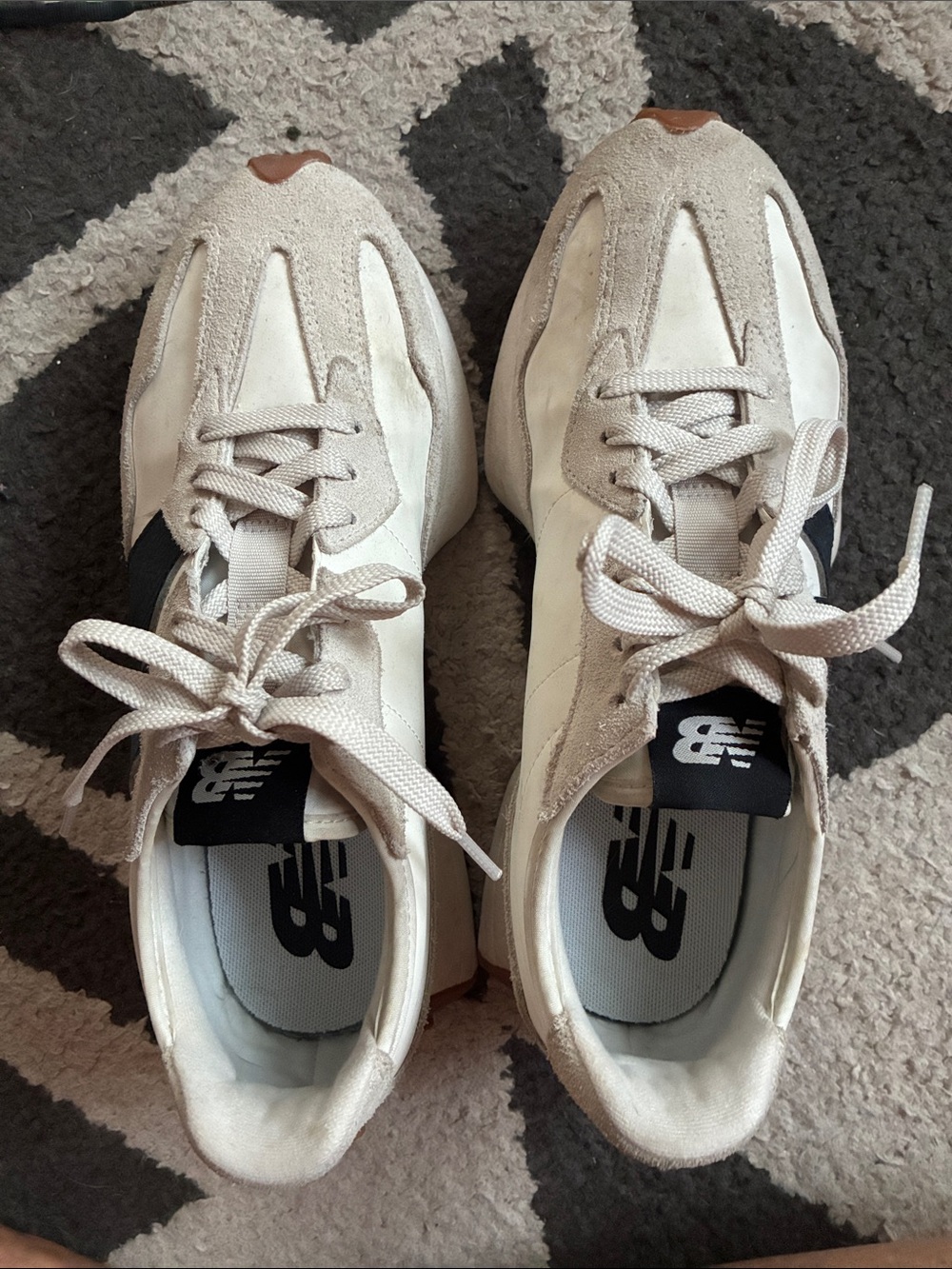 New Balance Women's Cream & Black Suede-Trim Sneakers